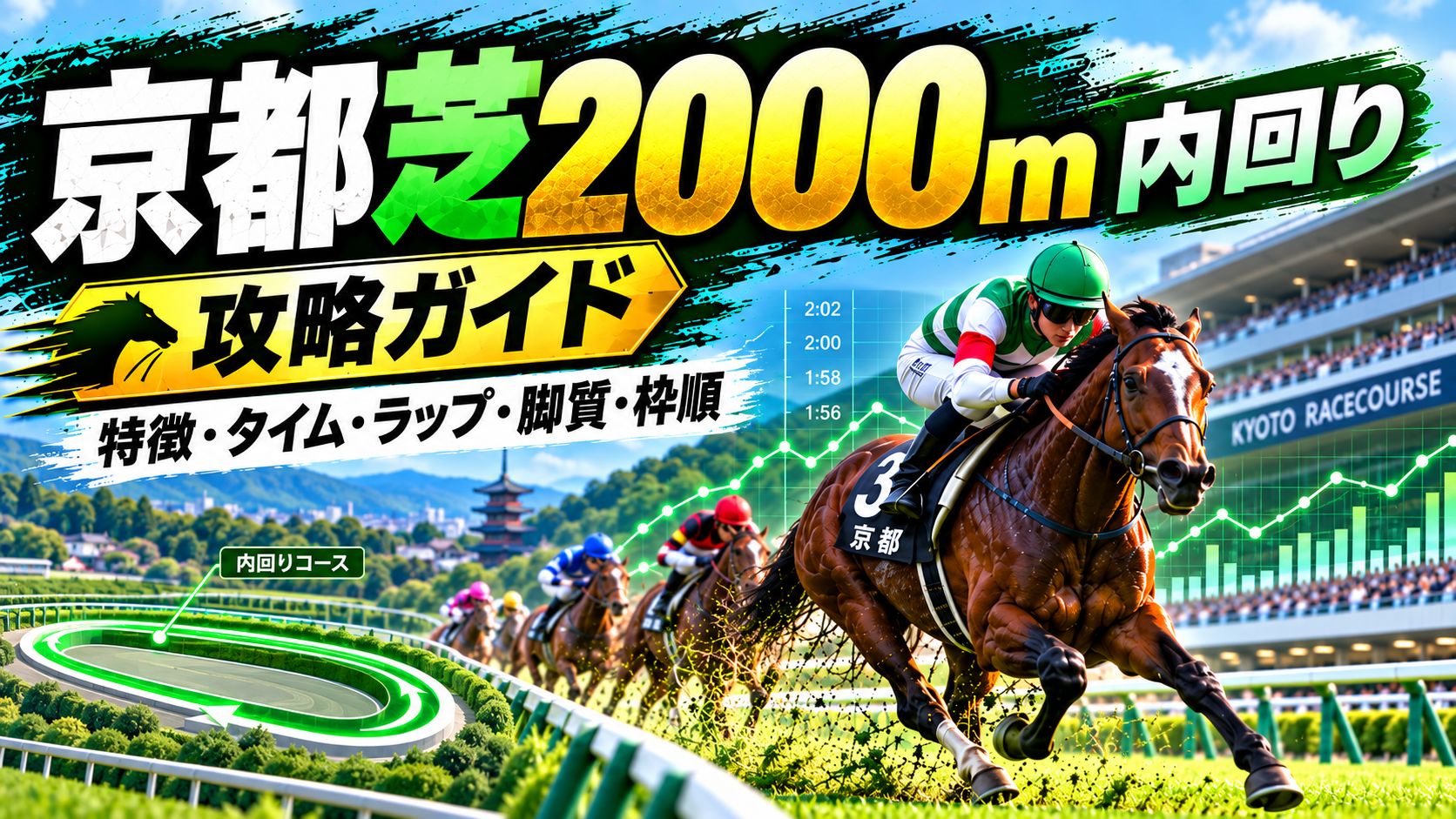 京都芝2000m内回りのコース特徴・タイム・ラップ・脚質・枠順をデータ分析した攻略ガイド