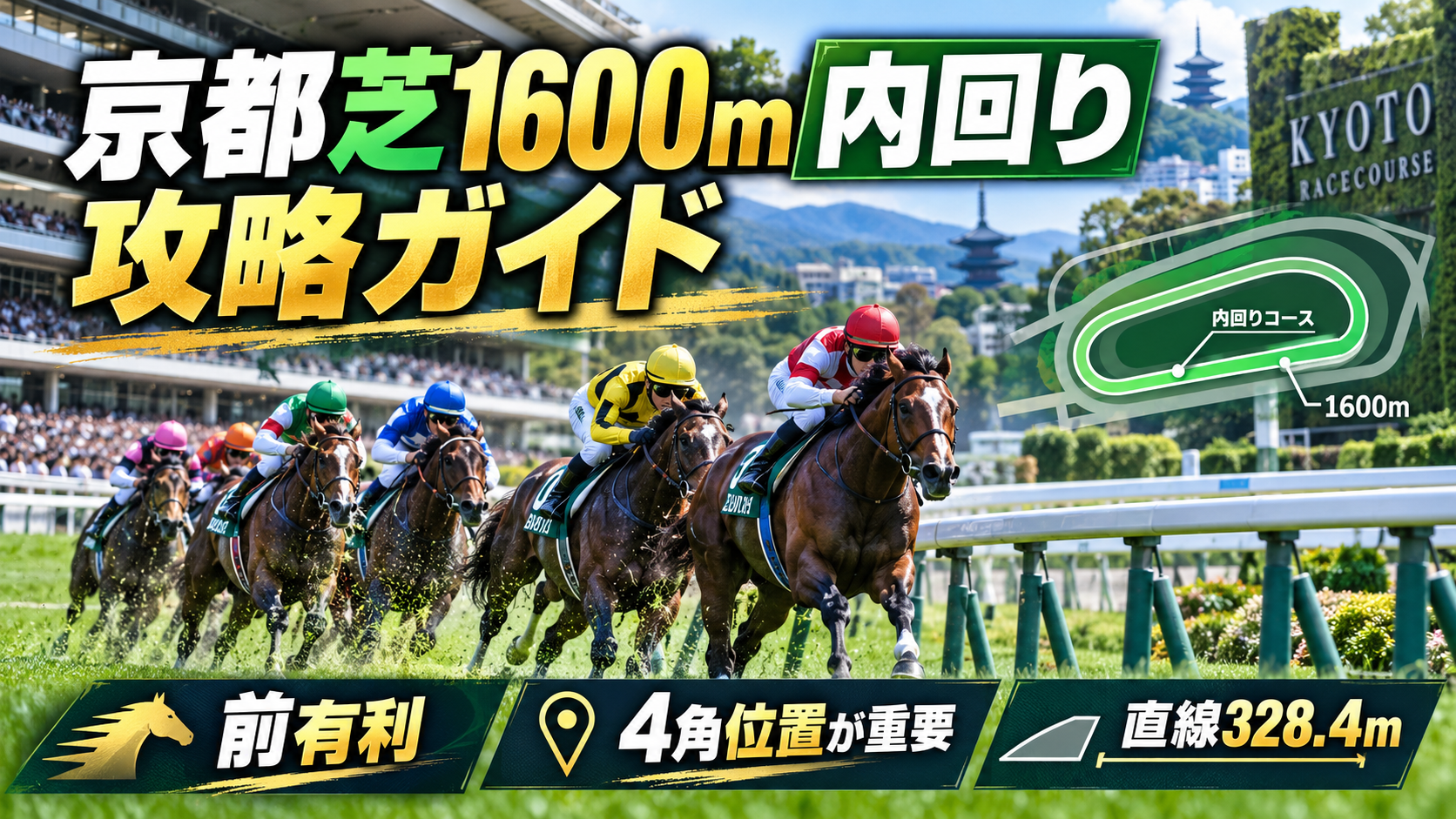 京都芝1600m内回りのコース特徴・タイム・ラップ・脚質・枠順をデータ分析した攻略ガイド